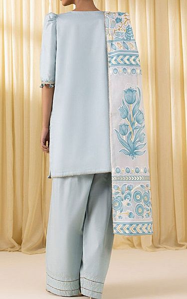 Sapphire Cadet Grey Cotton Satin Suit | Pakistani Lawn Dress in USA- Image 2