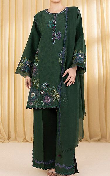 Sapphire Green Jacquard Suit | Pakistani Lawn Dress in USA- Image 1