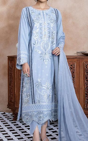 Sapphire Baby Blue Cotton Suit | Pakistani Dresses in USA- Image 1