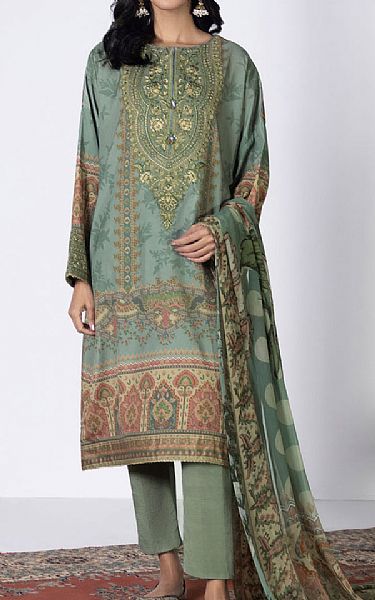 Sapphire Sage Green Silk Suit | Pakistani Embroidered Chiffon Dresses USA- Image 1