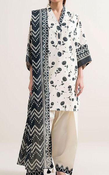 Sapphire White/Black Lawn Suit (2 Pcs) | Pakistani Lawn Dress in USA- Image 1