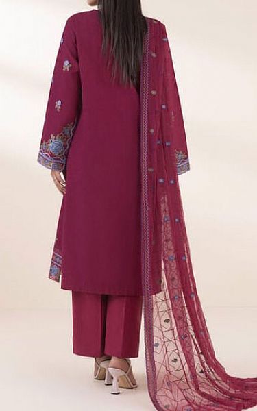 Sapphire Wine Red Dobby Suit | Pakistani Lawn Dress in USA- Image 2