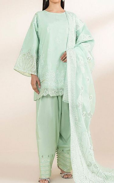 Sapphire Mint Green Chambray Suit | Pakistani Lawn Dress in USA- Image 1