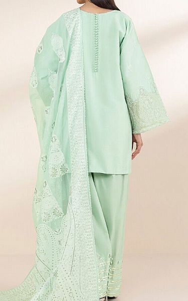 Sapphire Mint Green Chambray Suit | Pakistani Lawn Dress in USA- Image 2