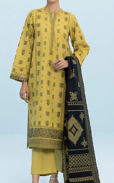 Sapphire Pastel Yellow Jacquard Suit | Pakistani Winter Dresses- Image 1