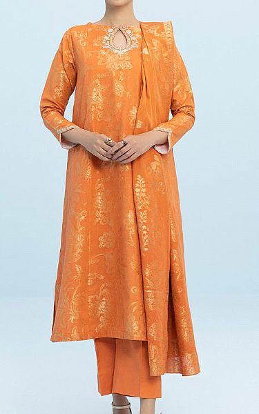 Sapphire Orange Jacquard Suit | Pakistani Winter Dresses- Image 1