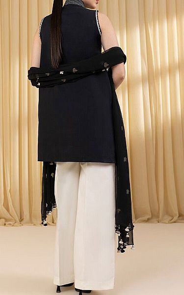 Sapphire Black/White Cotton Satin Suit | Pakistani Lawn Dress in USA- Image 2