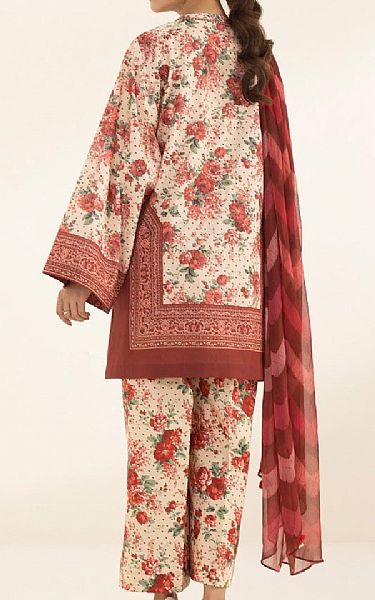 Sapphire Ivory/Sanguine Brown Lawn Suit | Pakistani Lawn Suits- Image 2