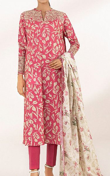 Sapphire Dark Pink/Beige Lawn Suit (2 pcs) | Pakistani Lawn Suits- Image 1