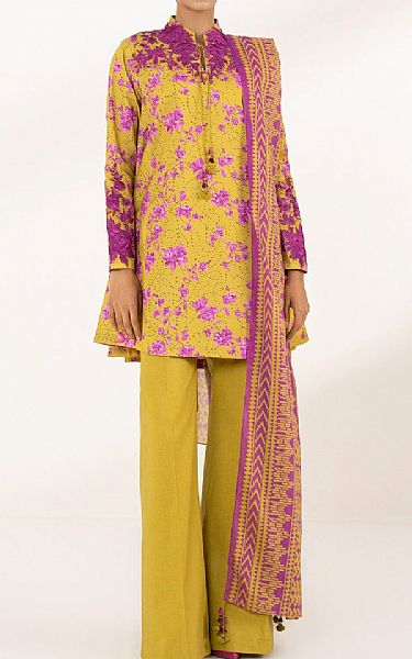 Sapphire Mustard Lawn Suit (2 pcs) | Pakistani Lawn Suits- Image 1