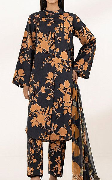 Sapphire Black/Persian Orange Lawn Suit | Pakistani Lawn Suits- Image 1