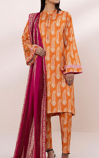Sapphire Safety Orange Lawn Suit | Pakistani Lawn Suits- Image 1