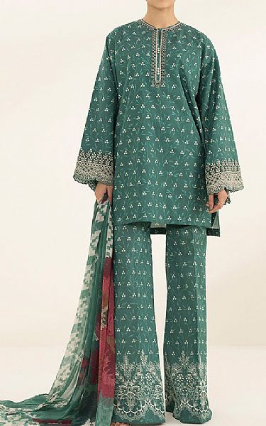 Sapphire Teal Lawn Suit | Pakistani Lawn Suits- Image 1