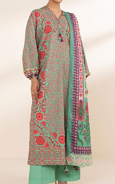 Sapphire Green/Pink Lawn Suit | Pakistani Lawn Dress in USA- Image 1