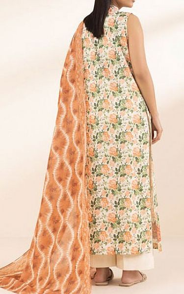 Sapphire White/Coral Lawn Suit (2 Pcs) | Pakistani Lawn Dress in USA- Image 2