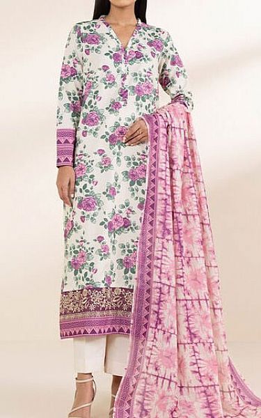Sapphire White/Lavender Lawn Suit (2 Pcs) | Pakistani Lawn Dress in USA- Image 1