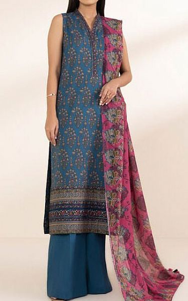 Sapphire Oxford Blue Lawn Suit | Pakistani Lawn Dress in USA- Image 1