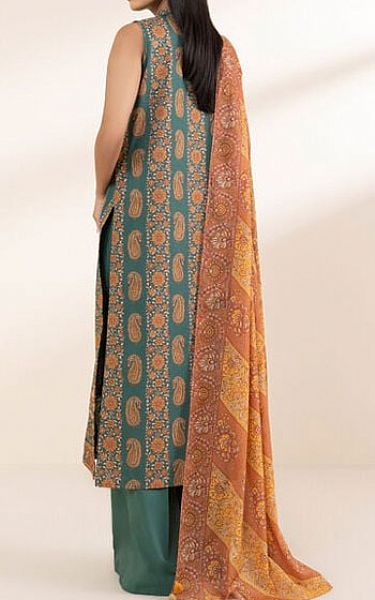 Sapphire Teal/Orange Lawn Suit | Pakistani Lawn Dress in USA- Image 2