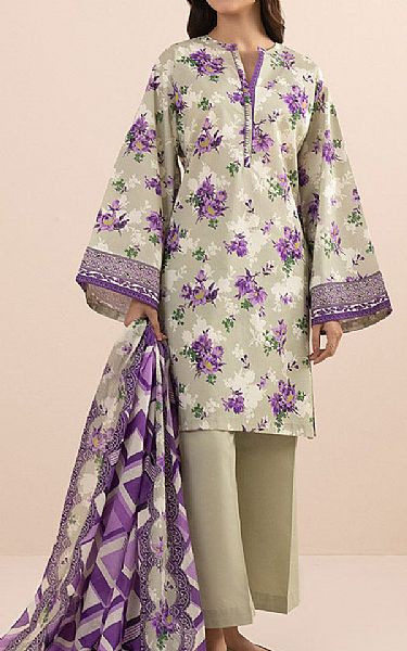 Sapphire Foggy Grey/Purple Lawn Suit (2 pcs) | Pakistani Lawn Suits- Image 1