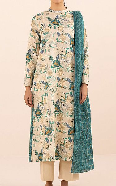 Sapphire Ivory/Teal Lawn Suit (2 pcs) | Pakistani Lawn Suits- Image 1