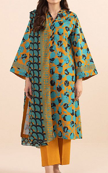 Sapphire Orange/Turquoise Lawn Suit | Pakistani Lawn Suits- Image 1