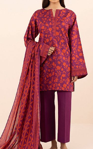 Sapphire Orange/Dark Raspberry Lawn Suit | Pakistani Lawn Suits- Image 1