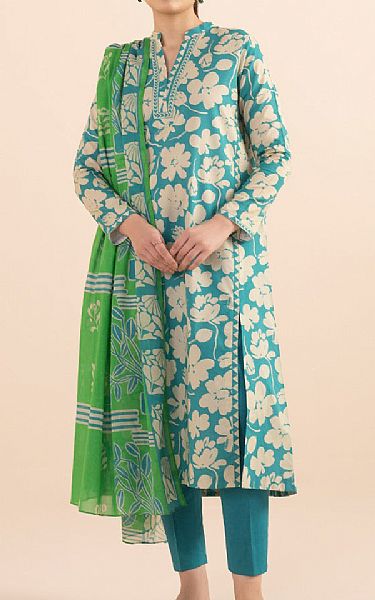 Sapphire Turquoise/White Lawn Suit | Pakistani Lawn Suits- Image 1