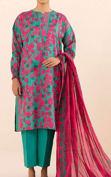 Sapphire Turquoise/Hot Pink Lawn Suit | Pakistani Lawn Suits- Image 1