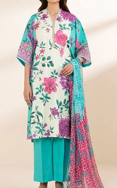 Sapphire White/Turquoise Lawn Suit | Pakistani Lawn Dress in USA- Image 1