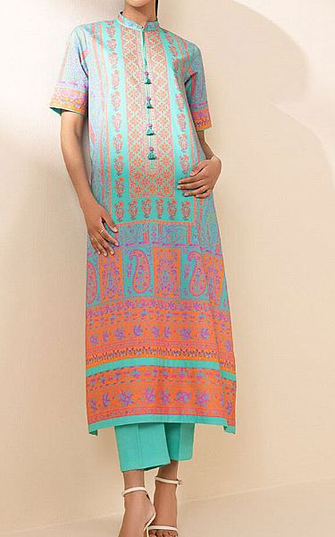 Sapphire Turquoise Lawn Suit (2 Pcs) | Pakistani Lawn Dress in USA- Image 1