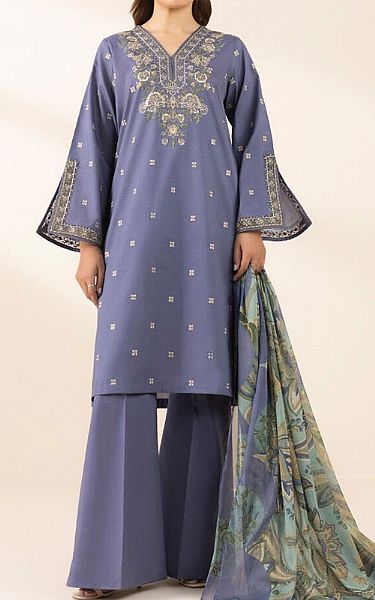 Sapphire Greyish Blue Lawn Suit (2 Pcs) | Pakistani Lawn Dress in USA- Image 1