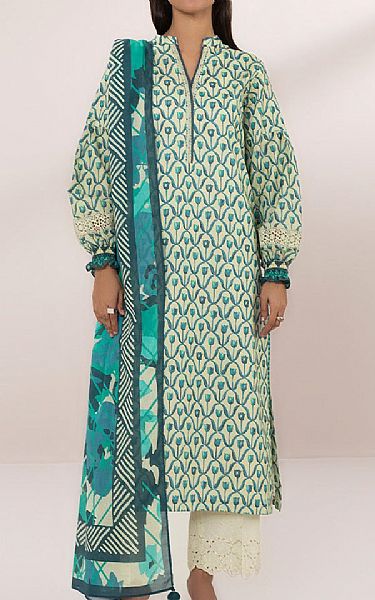 Sapphire Ivory/Blue Lawn Suit (2 pcs) | Pakistani Lawn Suits- Image 1
