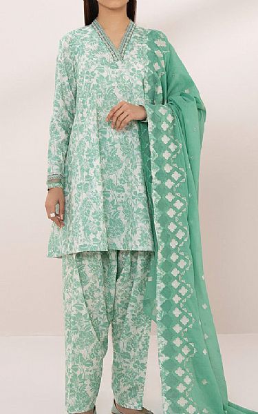 Sapphire Mint Green/White Lawn Suit | Pakistani Lawn Suits- Image 1
