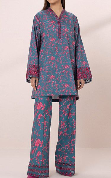 Sapphire Metallic Blue/Pink Lawn Suit (2 pcs) | Pakistani Lawn Suits- Image 1
