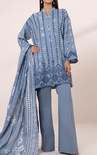 Sapphire Ice Blue Jacquard Suit | Pakistani Lawn Suits- Image 1