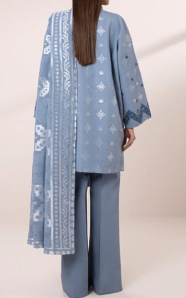 Sapphire Ice Blue Jacquard Suit | Pakistani Lawn Suits- Image 2