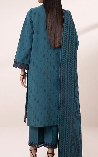 Sapphire Teal Blue Jacquard Suit | Pakistani Lawn Suits- Image 2