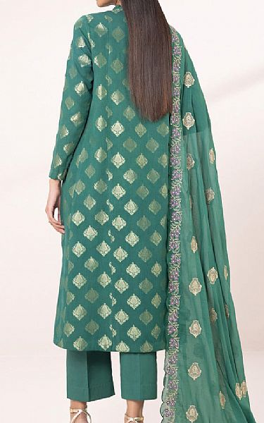 Sapphire Green Jacquard Suit | Pakistani Lawn Suits- Image 2
