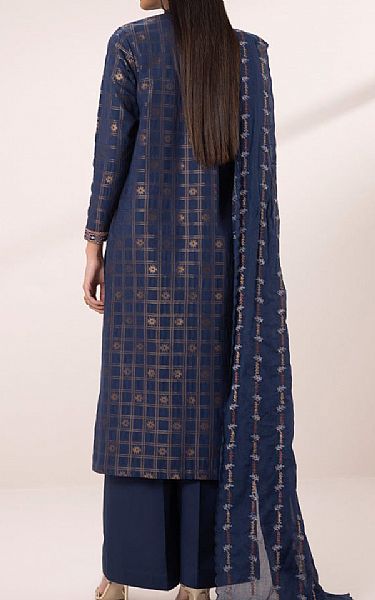 Sapphire Navy Blue Jacquard Suit | Pakistani Lawn Suits- Image 2