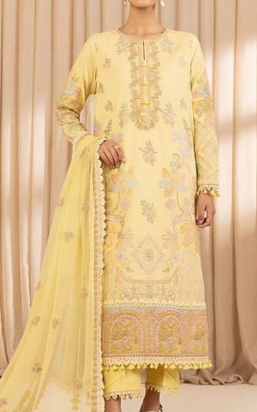 Sapphire Pale Yellow Lawn Suit | Pakistani Lawn Dress in USA- Image 1
