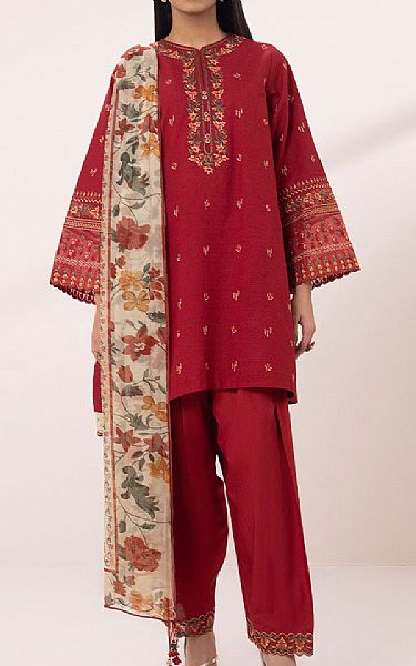Sapphire Red Dobby Suit | Pakistani Lawn Suits- Image 1