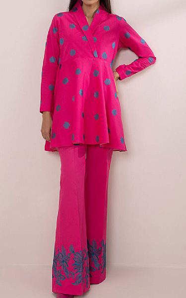 Sapphire Hot Pink Dobby Lawn Suit (2 pcs) | Pakistani Lawn Suits- Image 1