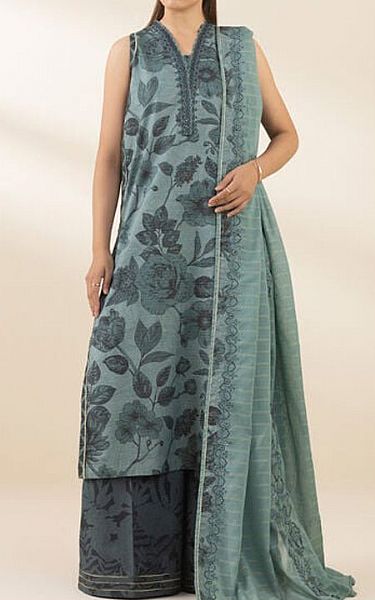 Sapphire Greyish Turquoise Lawn Suit | Pakistani Lawn Dress in USA- Image 1