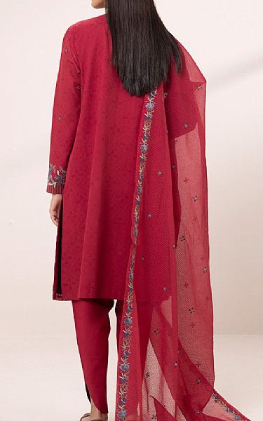 Sapphire Vivid Burgundy Jacquard Suit | Pakistani Lawn Suits- Image 2