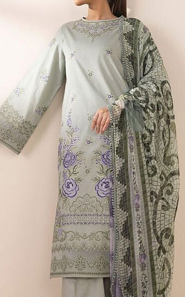 Sapphire Green Mist Cotton Suit | Pakistani Lawn Dress in USA- Image 1