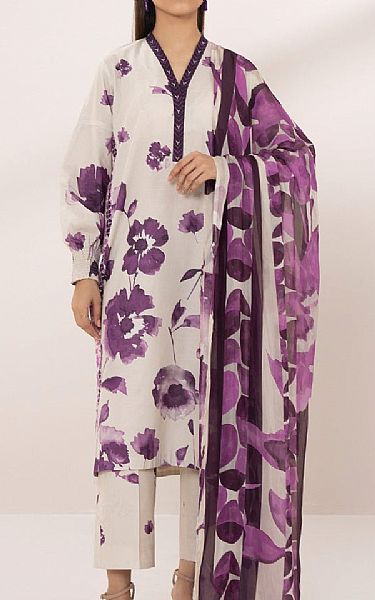 Sapphire Ivory/Dusky Purple Lawn Suit | Pakistani Lawn Suits- Image 1