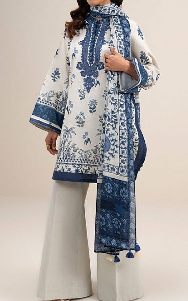 Sapphire Blue/Off White Lawn Suit | Pakistani Lawn Dress in USA- Image 1