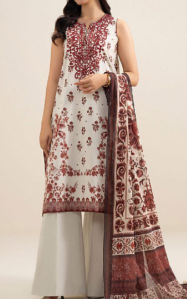 Sapphire Off White/Wine Lawn Suit | Pakistani Lawn Dress in USA- Image 1