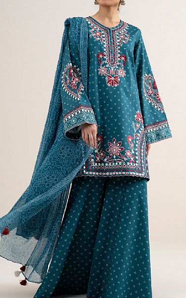 Sapphire Teal Blue Lawn Suit | Pakistani Lawn Dress in USA- Image 1