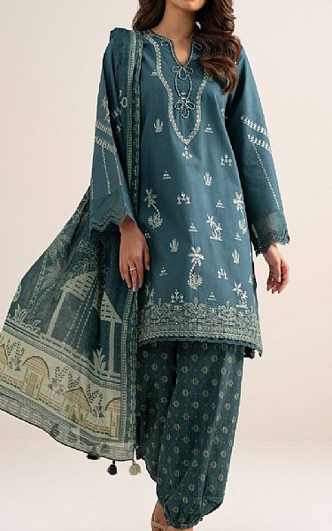 Sapphire Slate Blue Cotton Suit | Pakistani Lawn Dress in USA- Image 1